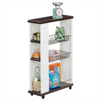 エムケー精工　スリムワゴン　ロータイプ　幅200×奥行550×高さ850mm　ブラウン/ホワイト　（直送品）