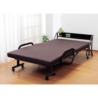 ファミリー・ライフ　木製棚付き収納式リクライニング電動ベッド　ブラウン　シングル　（直送品）