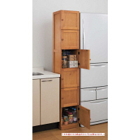 ファミリー・ライフ　木製すきま収納庫6ドア　幅200mm　ブラウン　（直送品）