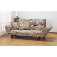 ファミリー・ライフ　木脚付き背・肘部リクライニングカウチソファ　花柄　（直送品）