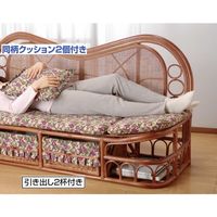 ファミリー・ライフ　籐ハイバックカウチソファ　幅1600mm　ハニーブラウン　（直送品）