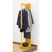ファミリー・ライフ　ミラー付き木製回転ハンガー　ライトブラウン　（直送品）