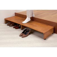 ファミリー・ライフ　木製収納付き玄関台　幅1200mm　ブラウン　（直送品）