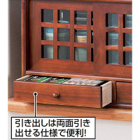 ファミリー・ライフ　木製引出付き両面引き戸カウンター上収納庫　幅900mm　ブラウン　（直送品）