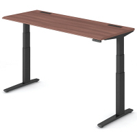 オカムラ スイフト スタンディングデスク 上下昇降式 平机 ネオウッドダーク/ブラック 幅1800×奥行700×高さ650～1250mm 1台（直送品）