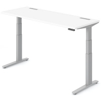 オカムラ スイフト スタンディングデスク 上下昇降式 平机 ホワイト/シルバー 幅1800×奥行700×高さ650～1250mm 1台（直送品）