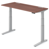 オカムラ スイフト スタンディングデスク 上下昇降式 平机 ネオウッドダーク/シルバー 幅1600×奥行700×高さ650～1250mm 1台（直送品）