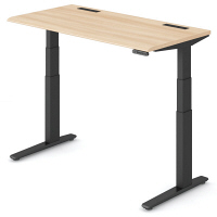 オカムラ スイフト スタンディングデスク 上下昇降式 平机 ネオウッドライト/ブラック 幅1400×奥行700×高さ650～1250mm 1台（直送品）
