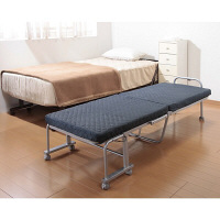 ファミリー･ライフ コンパクト折りたたみベッド ネイビー　幅670×長さ1900×高さ490mm　（直送品）