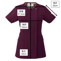 フォーク レディスジップスクラブ バーガンディ L HI704-16-L 1枚　スクラブ