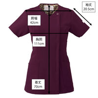 フォーク レディスジップスクラブ バーガンディ LL HI704-16-LL 1枚　スクラブ（直送品）