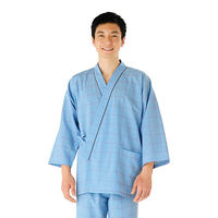 KAZEN 患者衣（甚平型/上衣） 検査着 検診衣 男女兼用 ブルー M 285-71 1枚（直送品）