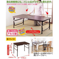 ファミリー・ライフ　木目調軽量折りたたみテーブル　ブラウン　幅900×奥行600×高さ410・700mm　1台　（直送品）