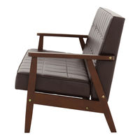 佐藤産業 セレノソファ 3人掛け 木肘:ダークブラウン クロスステッチ 張地:ブラウン（PVCレザー） CS150BR_PVC_DBR 1脚　（直送品）