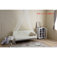 佐藤産業 セレノソファ 3人掛け 木肘:ホワイト クロスステッチ 張地:ホワイト（PVCレザー） CS150WH_PVC_WH 1脚　（直送品）