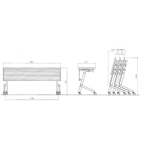 アイリスチトセ　フラップテーブル 平行スタックタイプ 樹脂幕板付　ライトグレー　幅1500×奥行450×高さ700mm　1台　（直送品）