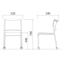 アイリスチトセ スタッキングチェア キャスタータイプ 背座布クッション 背座ブラウン LTS-4PC-F-BR 1脚　（直送品）