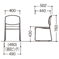 アイリスチトセ ライタス スタッキングチェア メッキフレーム 布張り ブルー LTS-130F-BL 1脚（直送品）