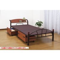 ファミリー・ライフ　木製棚付きパイプベッド引き出し付き　セミダブル　ブラウン 1台　（直送品）