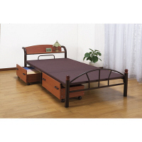 ファミリー・ライフ　木製棚付きパイプベッド引き出し付き　シングル　ブラウン 1台　（直送品）