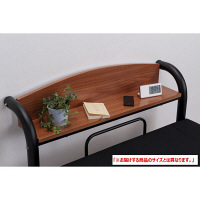 ファミリー・ライフ　木製棚付きパイプベッド引き出し付き　セミダブル　ブラック 1台　（直送品）