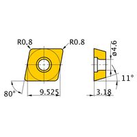 三菱マテリアル 旋削用インサート(ポジ) CPMX090308:UP20M 1セット(10個)（直送品）