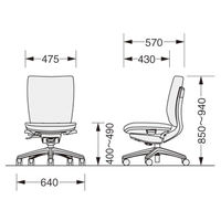 ライオン事務器 エルビスチェア ミドルバック 防炎布 スチールグレー No.2610FG 1脚　（直送品）