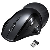 サンワサプライ無線（ワイヤレス）マウスブラック　エルゴノミクス形状/リストレスト付/ダブルクリックボタン付/レーザー方式/9ボタンMA-WLS70BK（直送品）