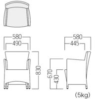 【軒先渡し】オリバー エクステリア 肘付きチェア　S・CG-330・AC 1脚　（直送品）
