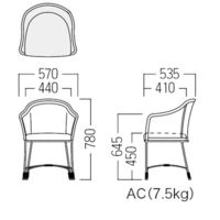 【軒先渡し】オリバー 肘付きラタンチェア ファブリック　ブラック S・CI-4811・AC・CF-09L 1脚　（直送品）