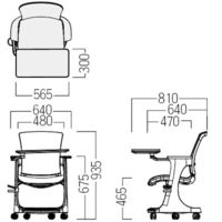 【軒先渡し】オリバー テーブル付ミーティングチェア ブルー S・CM-421・BU 1台　（直送品）