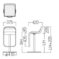 【軒先渡し】オリバー カウンターチェア ファブリック　グレー  1脚　（直送品）