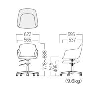 【軒先渡し】オリバー スチールチェア 昇降機能キャスター脚 ビニールレザー　イエロー S・CS-344・CL-20H 1脚　（直送品）