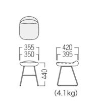 【軒先渡し】オリバー スツール ファブリック　グレー S・CS-345A・SC・CF-09G 1脚　（直送品）