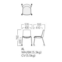 【軒先渡し】オリバー スチールチェア シルバー色キャスター脚 黒シート ファブリック　グリーン  1脚　（直送品）