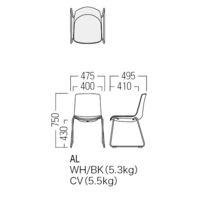 【軒先渡し】オリバー スチールチェア 黒ループ脚 黒シート ファブリック　ブラック  1脚　（直送品）