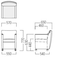 【軒先渡し】オリバー カジュアル応接チェア キャスター付 ファブリック　グレー S・CM-721・KW・CF-09G 1脚　（直送品）
