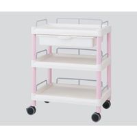 アズワン モバイルイージーカート(ガード枠付き:ピンク) 引出しあり 3段 645×444×835 ME21FH 1個 7-1275-08（直送品）