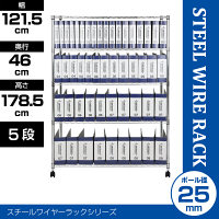 ドウシシャ ポール径25mm セット品 システムワイヤーラック 5段 幅1215×奥行460×高さ1785mm 1台（直送品）