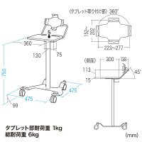 サンワサプライ　iPad・タブレット用カート（高さ750mm）　カルテカート　RAC-TABCT2　（直送品）