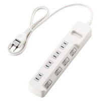 延長コード 電源タップ コンセント 1m 2ピン 4個口 個別スイッチ 省エネ 白 T-E5A-2410WH エレコム 1個（直送品）