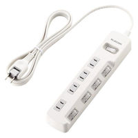 延長コード 電源タップ コンセント 2m 2P 4個口 一括スイッチ&個別スイッチ付 白 T-E7A-2420WH エレコム 1個（直送品）