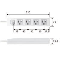延長コード 電源タップ コンセント 2.5m 3ピン 4個口 一括スイッチ RoHS 白 T-T3A-3425WH エレコム 1個（直送品）