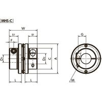 鍋屋バイテック(NBK) フレキシブルカップリングーシングルディスクタイプ MHS-50C-18-20 1個（直送品）
