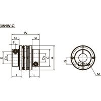 鍋屋バイテック(NBK) フレキシブルカップリングーディスクタイプ MHW-40C-8-8 1個（直送品）