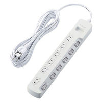延長コード 電源タップ コンセント 5m 2ピン 6個口 個別スイッチ 雷ガード 白 T-K5A-2650WH エレコム 1個（直送品）