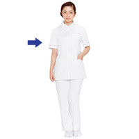 大真 透けない白衣 レディスジャケット 医療白衣 半袖 おしゃれブルー LL NJ200（直送品）