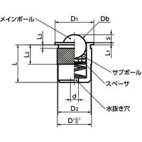 鍋屋バイテック(NBK) ボールキャスター ボールローラ（プランジャタイプ） BRPIN-7-N 1個（直送品）