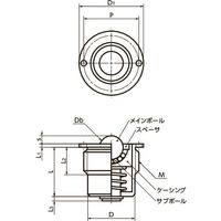 鍋屋バイテック(NBK) ボールキャスター ボールローラ（プランジャタイプ） BRPMS-20-S 1個（直送品）