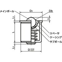 鍋屋バイテック(NBK) ボールキャスター ボールローラ（プランジャタイプ） BRPPS-18-S 1個（直送品）